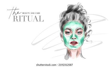 VECTOR stylish original hand-drawn graphics portrait with beautiful young attractive girl model for design. Fashion, style, beauty . Graphic, sketch drawing. Sexy woman