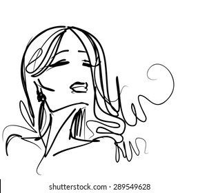 
VECTOR 
stylish  original hand-drawn graphics portrait  with beautiful young attractive girl model for design. Fashion, style,    beauty . Graphic, sketch drawing. Sexy  woman
