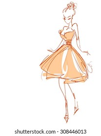 VECTOR 
stylish  original hand-drawn graphics with beautiful young   girl model for design. Fashion, style, youth,   beauty,  . Graphic, sketch drawing. Sexy woman.  