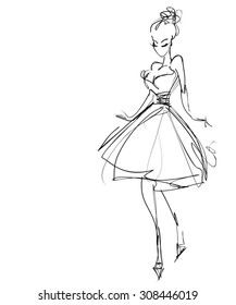 VECTOR 
stylish  original hand-drawn graphics with beautiful young   girl model for design. Fashion, style, youth,   beauty,  . Graphic, sketch drawing. Sexy woman.  