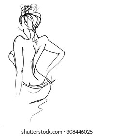 VECTOR 
stylish  original hand-drawn graphics with beautiful young   girl model for design. Fashion, style, youth,   beauty,  . Graphic, sketch drawing. Sexy woman.  