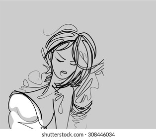 VECTOR 
stylish  original hand-drawn graphics with beautiful young   girl model for design. Fashion, style, youth,   beauty,  . Graphic, sketch drawing. Sexy woman.  
