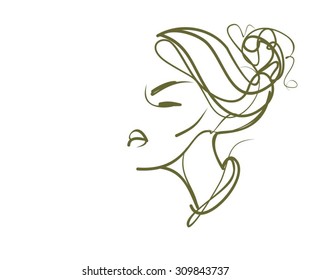 VECTOR 
stylish  original hand-drawn graphics portrait  with beautiful young attractive girl model for design. Fashion, style,    beauty . Graphic, sketch drawing. Sexy  woman
