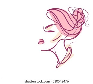  Vector stylish original hand-drawn graphics portrait  with beautiful young attractive girl model for design. Fashion, style, beauty. Graphic, sketch drawing. Sexy woman
