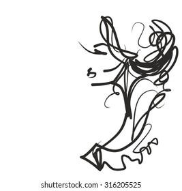 
VECTOR 
stylish  original hand-drawn graphics portrait  with beautiful young attractive girl model for design. Fashion, style,    beauty . Graphic, sketch drawing. Sexy  woman
