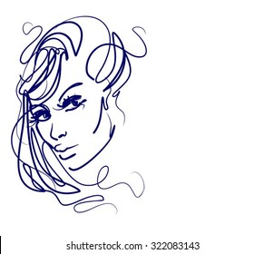  
 
VECTOR 
stylish  original hand-drawn graphics portrait  with beautiful young attractive girl model for design. Fashion, style,    beauty . Graphic, sketch drawing. Sexy  woman

