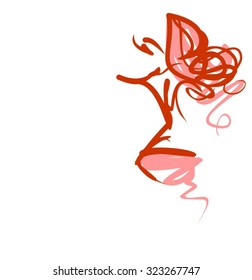 VECTOR 
stylish  original hand-drawn graphics portrait  with beautiful young attractive girl model for design. Fashion, style,    beauty . Graphic, sketch drawing. 