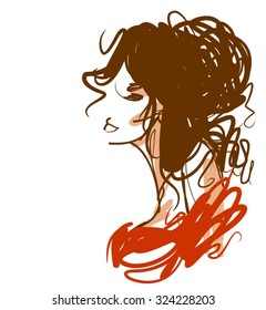 VECTOR 
stylish  original hand-drawn graphics portrait  with beautiful young attractive girl model for design. Fashion, style,    beauty . Graphic, sketch drawing. Sexy  woman
