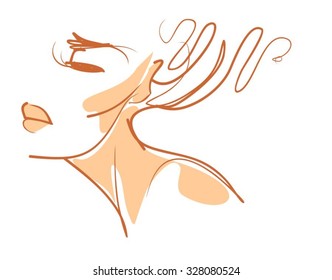VECTOR 
stylish  original hand-drawn graphics portrait  with beautiful young attractive girl model for design. Fashion, style,    beauty . Graphic, sketch drawing. Sexy  woman
