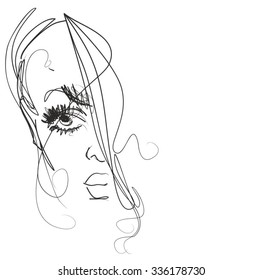 VECTOR 
stylish  original hand-drawn graphics portrait  with beautiful young attractive girl model for design. Fashion, style,    beauty . Graphic, sketch drawing. Sexy  woman
