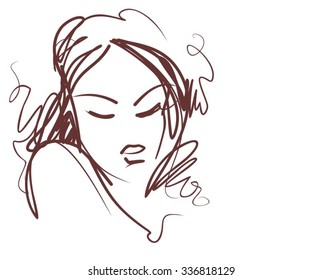 
VECTOR 
stylish  original hand-drawn graphics portrait  with beautiful young attractive girl model for design. Fashion, style,    beauty . Graphic, sketch drawing. Sexy  woman
