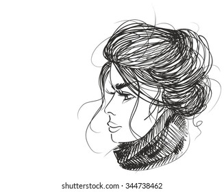 Vector Stylish Original Handdrawn Graphics Portrait Stock Vector