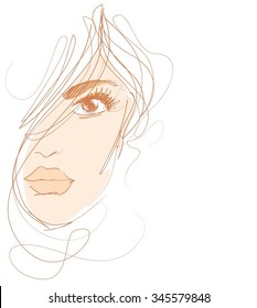 VECTOR 
stylish  original hand-drawn graphics portrait  with beautiful young attractive girl model for design. Fashion, style,    beauty . Graphic, sketch drawing. Sexy  woman
