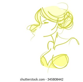 VECTOR 
stylish  original hand-drawn graphics portrait  with beautiful young attractive girl model for design. Fashion, style,    beauty . Graphic, sketch drawing. Sexy  woman

