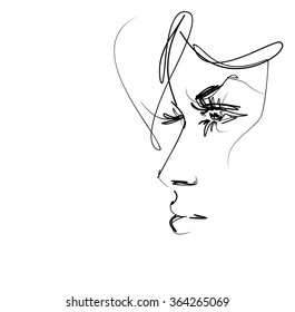VECTOR 
stylish  original hand-drawn graphics portrait  with beautiful young attractive girl model for design. Fashion, style,    beauty . Graphic, sketch drawing. Sexy  woman
