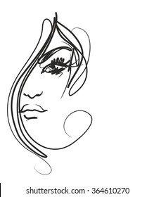 VECTOR 
stylish  original hand-drawn graphics portrait  with beautiful young attractive girl model for design. Fashion, style,    beauty . Graphic, sketch drawing. Sexy  woman
