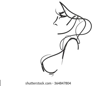 VECTOR 
stylish  original hand-drawn graphics portrait  with beautiful young attractive girl model for design. Fashion, style,    beauty . Graphic, sketch drawing. Sexy  woman
