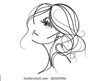 VECTOR 
stylish  original hand-drawn graphics portrait  with beautiful young attractive girl model for design. Fashion, style,    beauty . Graphic, sketch drawing. Sexy  woman
 - Shutterstock ID 365319056