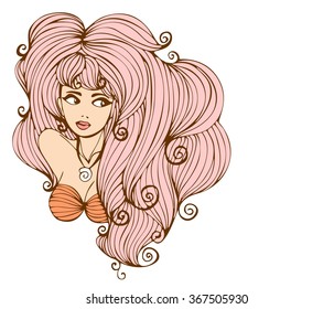 VECTOR 
stylish  original hand-drawn graphics portrait  with beautiful young attractive girl model for design. Fashion, style,    beauty . Graphic, sketch drawing. Sexy  woman
