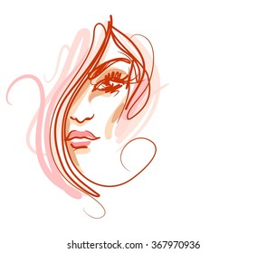 VECTOR 
stylish  original hand-drawn graphics portrait  with beautiful young attractive girl model for design. Fashion, style,    beauty . Graphic, sketch drawing. Sexy  woman



