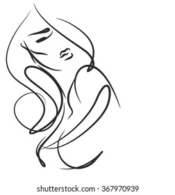 VECTOR 
stylish  original hand-drawn graphics portrait  with beautiful young attractive girl model for design. Fashion, style,    beauty . Graphic, sketch drawing. Sexy  woman


