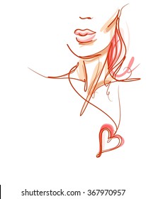 VECTOR 
stylish  original hand-drawn graphics portrait  with beautiful young attractive girl model for design. Fashion, style,    beauty . Graphic, sketch drawing. Sexy  woman


