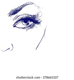 VECTOR 
stylish  original hand-drawn graphics portrait  with beautiful young attractive girl model for design. Fashion, style,    beauty . Graphic, sketch drawing. Sexy  woman

