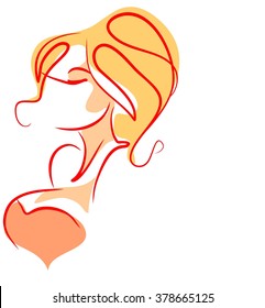 VECTOR 
stylish  original hand-drawn graphics portrait  with beautiful young attractive girl model for design. Fashion, style,    beauty . Graphic, sketch drawing. Sexy  woman

