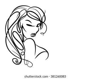 VECTOR  stylish  original hand-drawn graphics portrait  with beautiful young attractive girl model for design. Fashion, style,    beauty . Graphic, sketch drawing. Sexy  woman 