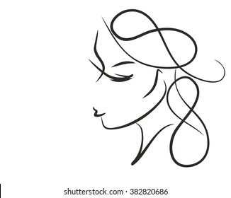 VECTOR 
stylish  original hand-drawn graphics portrait  with beautiful young attractive girl model for design. Graphic, sketch drawing. 
