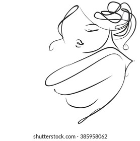 VECTOR 
stylish  original hand-drawn graphics portrait  with beautiful young attractive girl model for design. Fashion, style,    beauty . Graphic, sketch drawing. Sexy  woman


