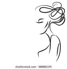 VECTOR 
stylish  original hand-drawn graphics portrait  with beautiful young attractive girl model for design. Fashion, style,    beauty . Graphic, sketch drawing. Sexy  woman
