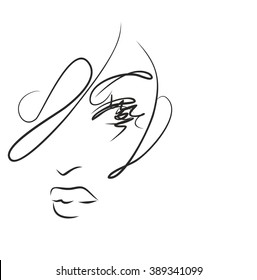 VECTOR 
stylish  original hand-drawn graphics portrait  with beautiful young attractive girl model for design. Fashion, style,    beauty . Graphic, sketch drawing. Sexy  woman
