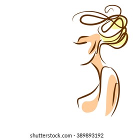 VECTOR 
stylish  original hand-drawn graphics portrait  with beautiful young attractive girl model for design. Fashion, style,    beauty . Graphic, sketch drawing. Sexy  woman
