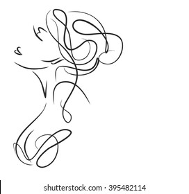 VECTOR 
elegante retrato gráfico original dibujado a mano con bello y atractivo modelo de chica para el diseño. Moda, estilo,    belleza. Dibujo gráfico, dibujo de esbozo. Mujer sexy

