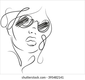  VECTOR 
elegante retrato gráfico original dibujado a mano con bello y atractivo modelo de chica para el diseño. Moda, estilo,    belleza. Dibujo gráfico, dibujo de esbozo. Mujer sexy

