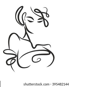 VECTOR 
stylish  original hand-drawn graphics portrait  with beautiful young attractive girl model for design. Fashion, style,    beauty . Graphic, sketch drawing. Sexy  woman

