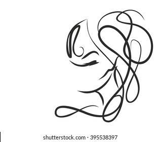 VECTOR 
stylish  original hand-drawn graphics portrait  with beautiful young attractive girl model for design. Fashion, style,    beauty . Graphic, sketch drawing. Sexy  woman


