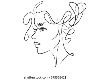VECTOR 
stylish  original hand-drawn graphics portrait  with beautiful young attractive girl model for design. Fashion, style,    beauty . Graphic, sketch drawing. Sexy  woman

