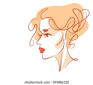 VECTOR 
stylish  original hand-drawn graphics portrait  with beautiful young attractive girl model for design. Fashion, style,    beauty . Graphic, sketch drawing. Sexy  woman

