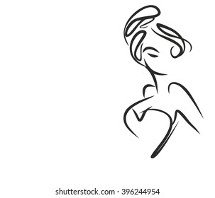 VECTOR 
stylish  original hand-drawn graphics portrait  with beautiful young attractive girl model for design. Fashion, style,    beauty . Graphic, sketch drawing. Sexy  woman

