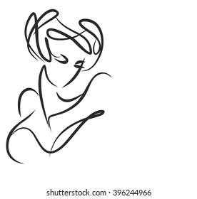 VECTOR 
stylish  original hand-drawn graphics portrait  with beautiful young attractive girl model for design. Fashion, style,    beauty . Graphic, sketch drawing. Sexy  woman

