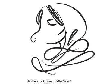 VECTOR 
stylish  original hand-drawn graphics portrait  with beautiful young attractive girl model for design. Fashion, style,    beauty . Graphic, sketch drawing. Sexy  woman
