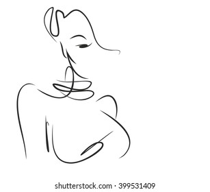 
VECTOR 
stylish  original hand-drawn graphics portrait  with beautiful young attractive girl model for design. Fashion, style,    beauty . Graphic, sketch drawing. Sexy  woman

