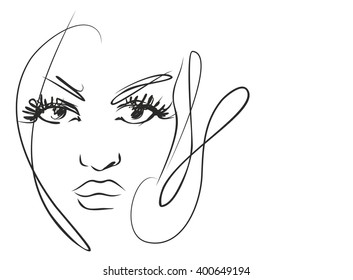 VECTOR 
stylish  original hand-drawn graphics portrait  with beautiful young attractive girl model for design. Fashion, style,    beauty . Graphic, sketch drawing. Sexy  woman
