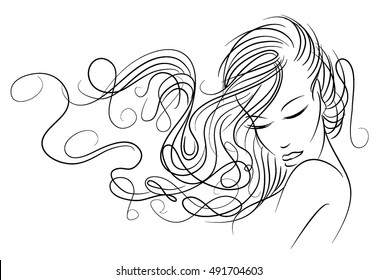 VECTOR 
stylish  original hand-drawn graphics portrait  with beautiful young attractive girl model for design. Fashion, style,    beauty . Graphic, sketch drawing. Sexy  woman

