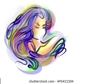 VECTOR 
stylish  original hand-drawn graphics portrait  with beautiful young attractive girl model for design. Fashion, style,    beauty . Graphic, sketch drawing. Sexy  woman

