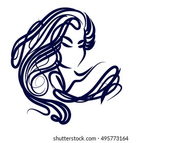  
VECTOR 

stylish  original hand-drawn graphics portrait  with beautiful young attractive girl model for design. Fashion, style,    beauty . Graphic, sketch drawing. Sexy  woman

