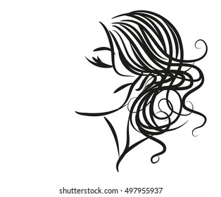 VECTOR 
stylish  original hand-drawn graphics portrait  with beautiful young attractive girl model for design. Fashion, style,    beauty . Graphic, sketch drawing. Sexy  woman


