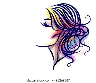 VECTOR 
stylish  original hand-drawn graphics portrait  with beautiful young attractive girl model for design. Fashion, style,    beauty . Graphic, sketch drawing. Sexy  woman


